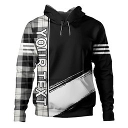 ScotsTee Shop Scottish Erskine Black & White Clan Crest Tartan Hoodie Quarter Personalized