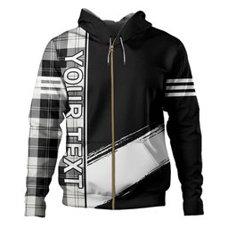 ScotsTee Shop Scottish Erskine Black & White Clan Crest Tartan Hoodie Quarter Personalized