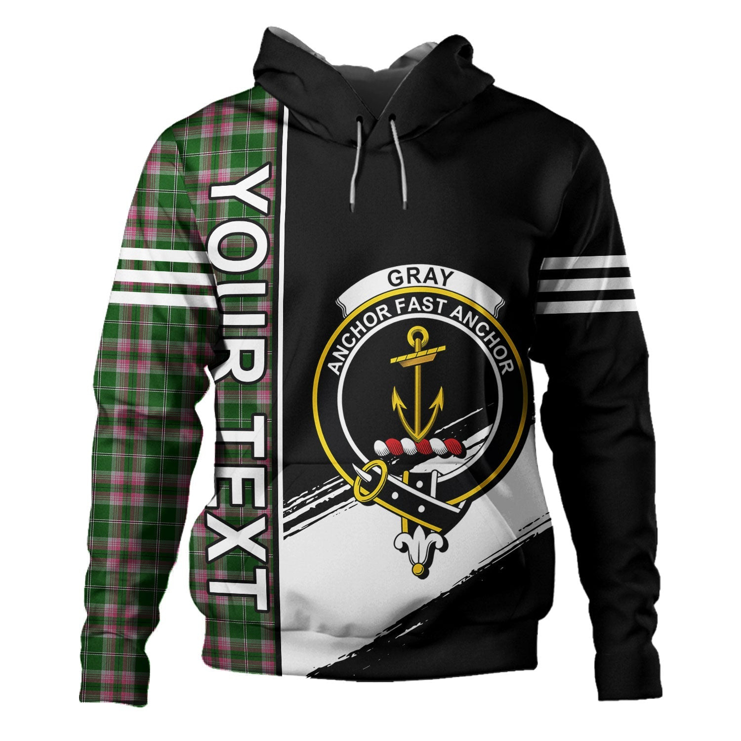 ScotsTee Shop Scottish Gray Hunting Clan Crest Tartan Hoodie Quarter Personalized