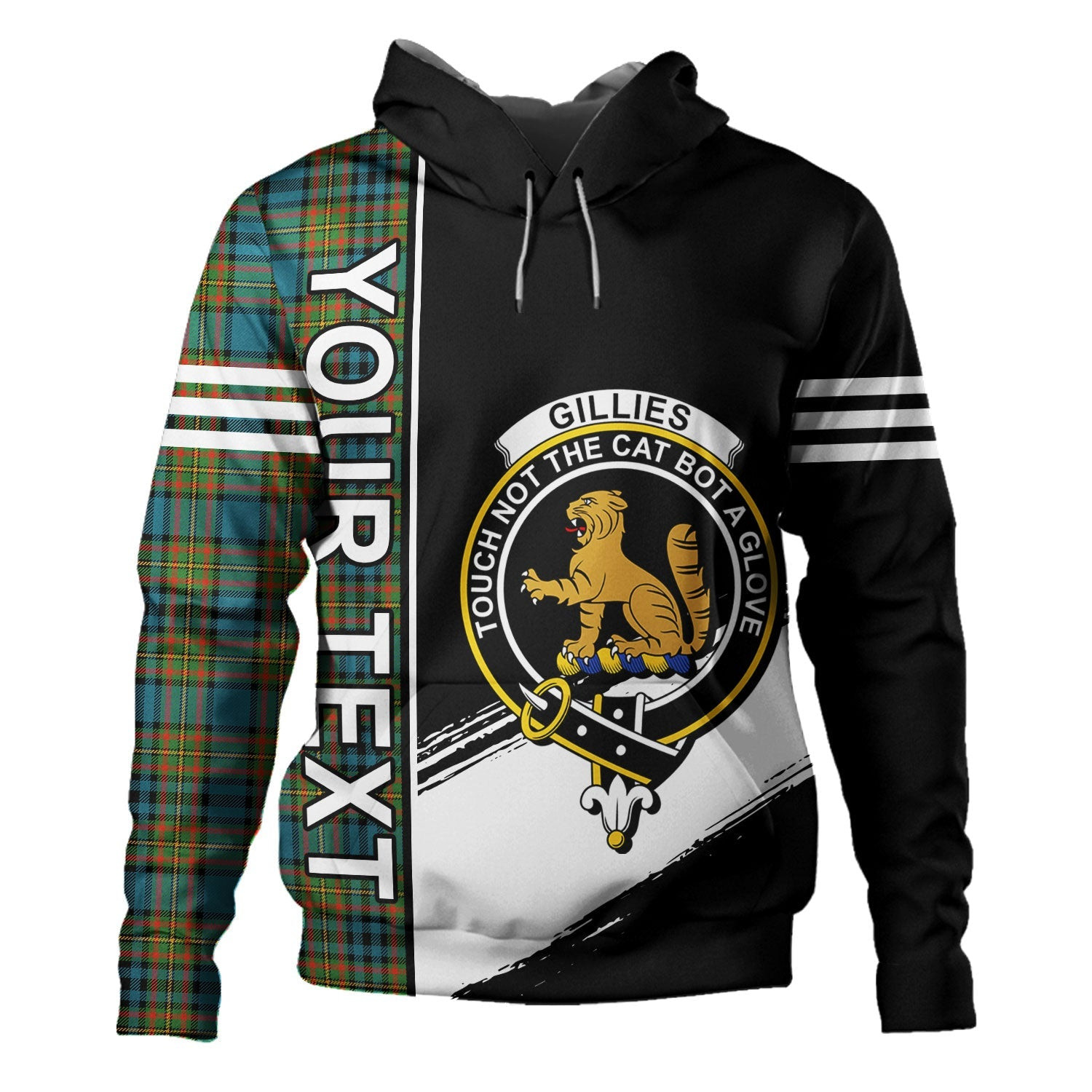ScotsTee Shop Scottish Gillies Ancient Clan Crest Tartan Hoodie Quarter Personalized