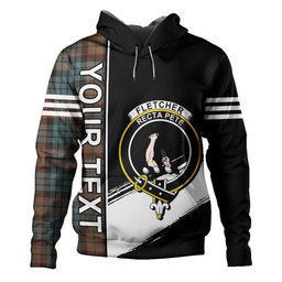 ScotsTee Shop Scottish Fletcher Family Weathered Clan Crest Tartan Hoodie Quarter Personalized