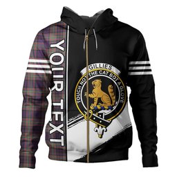 ScotsTee Shop Scottish Gillies Weathered Clan Crest Tartan Hoodie Quarter Personalized