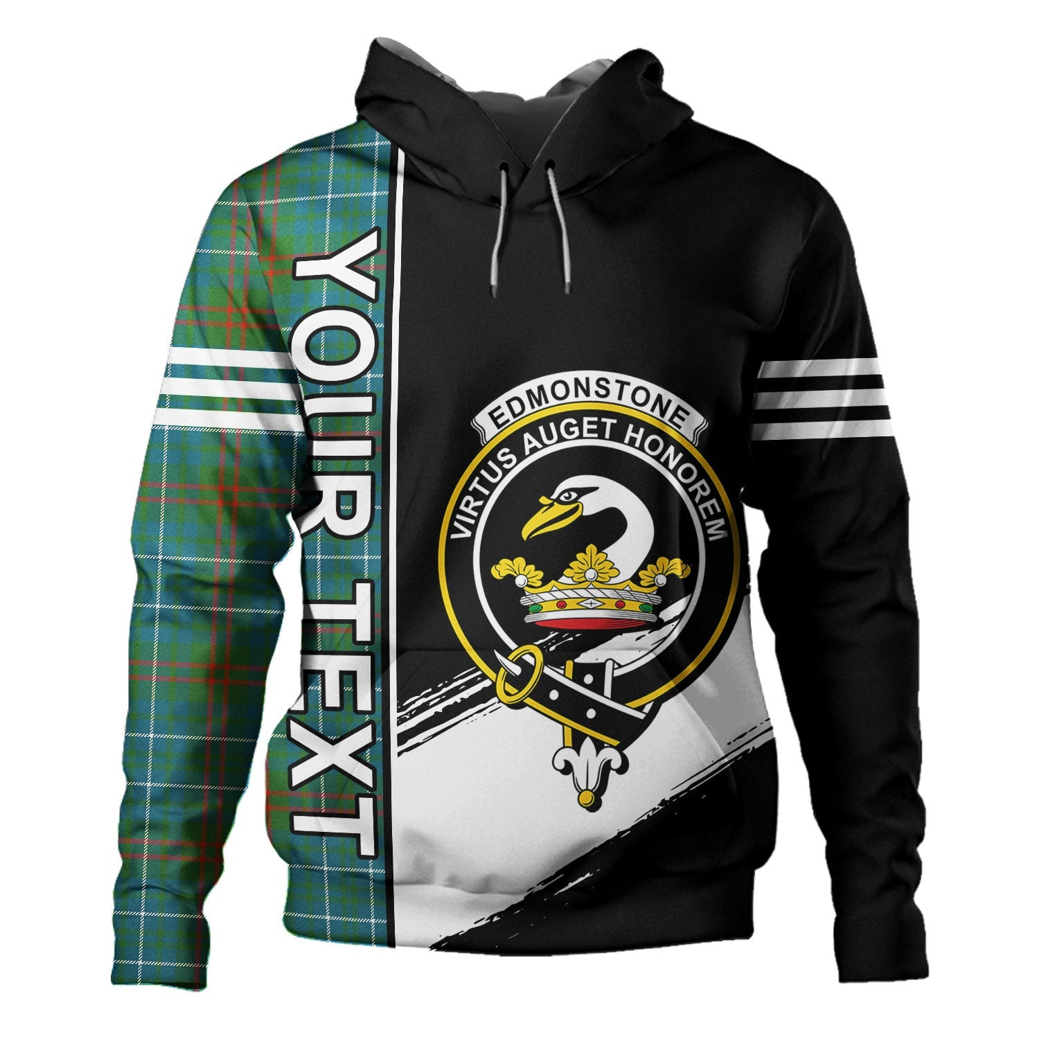 ScotsTee Shop Scottish Edmonstone Ancient Clan Crest Tartan Hoodie Quarter Personalized