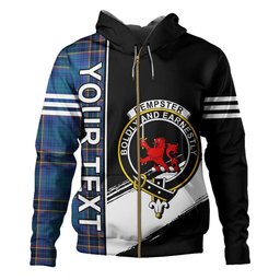 ScotsTee Shop Scottish Dempster Modern Clan Crest Tartan Hoodie Quarter Personalized