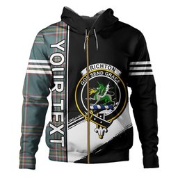 ScotsTee Shop Scottish Crichton (Creighton) Weathered Clan Crest Tartan Hoodie Quarter Personalized