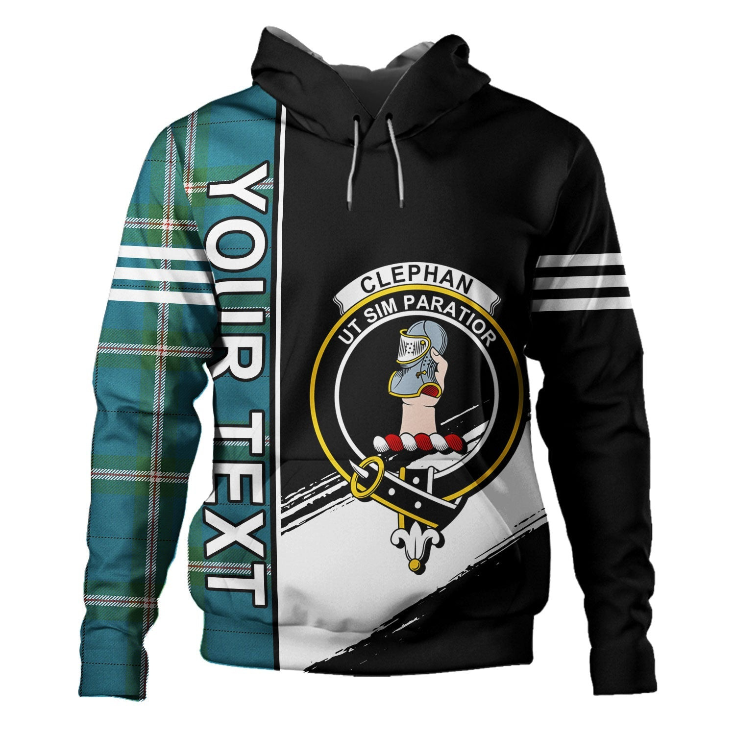 ScotsTee Shop Scottish Cleland Ancient Clan Crest Tartan Hoodie Quarter Personalized