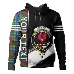 ScotsTee Shop Scottish Currie of Arran Modern Clan Crest Tartan Hoodie Quarter Personalized