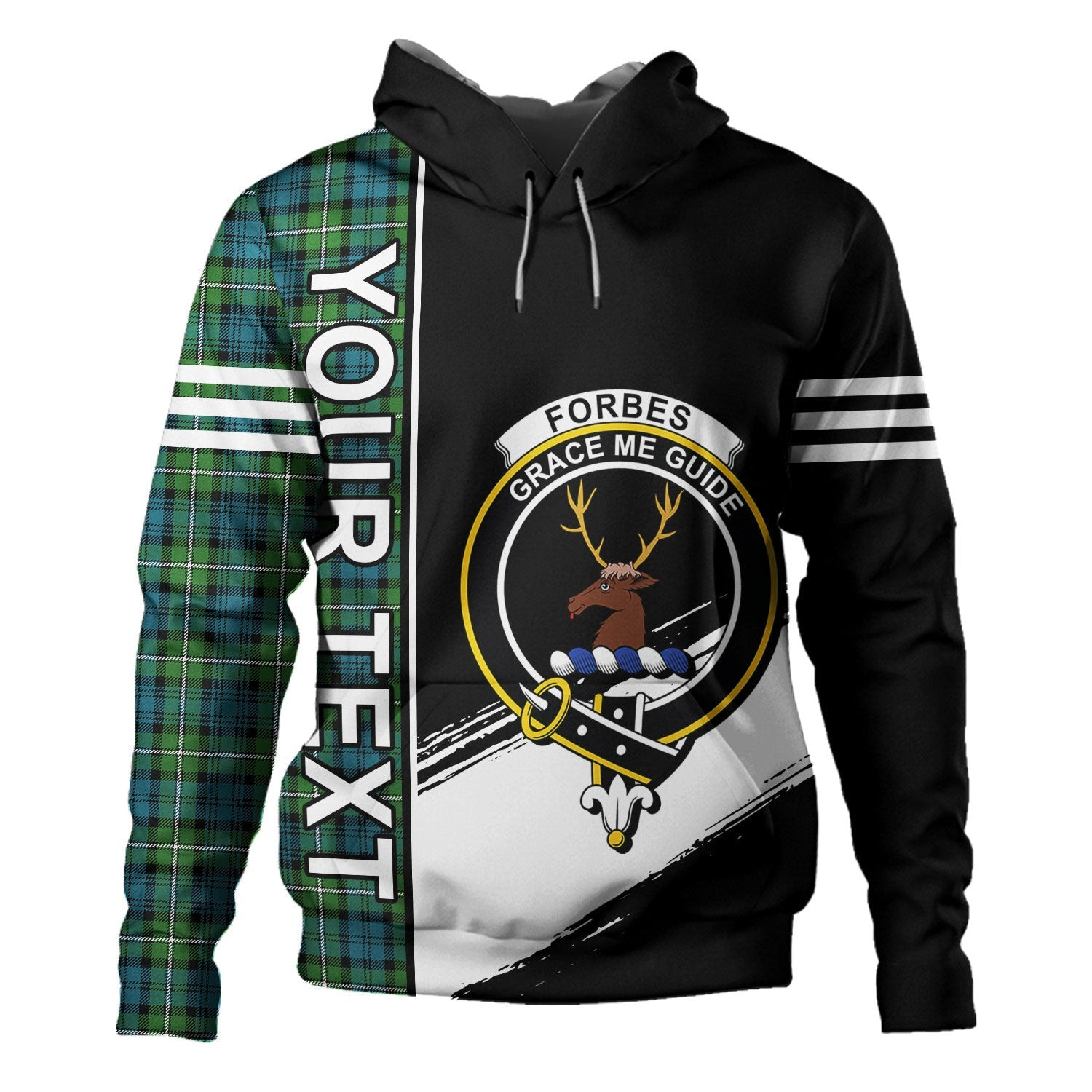 ScotsTee Shop Scottish Forbes Ancient Clan Crest Tartan Hoodie Quarter Personalized