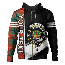 ScotsTee Shop Scottish Douglas of Roxburgh Ancient Clan Crest Tartan Hoodie Quarter Personalized