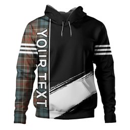 ScotsTee Shop Scottish Colquhoun (Cowans) Weathered Clan Crest Tartan Hoodie Quarter Personalized