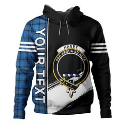 ScotsTee Shop Scottish Haney Blue Ancient Clan Crest Tartan Hoodie Quarter Personalized