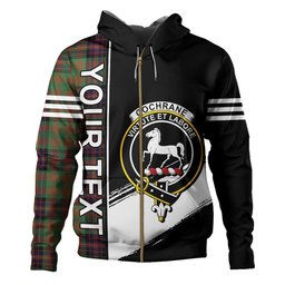 ScotsTee Shop Scottish Cochrane (Cochran) Modern Clan Crest Tartan Hoodie Quarter Personalized
