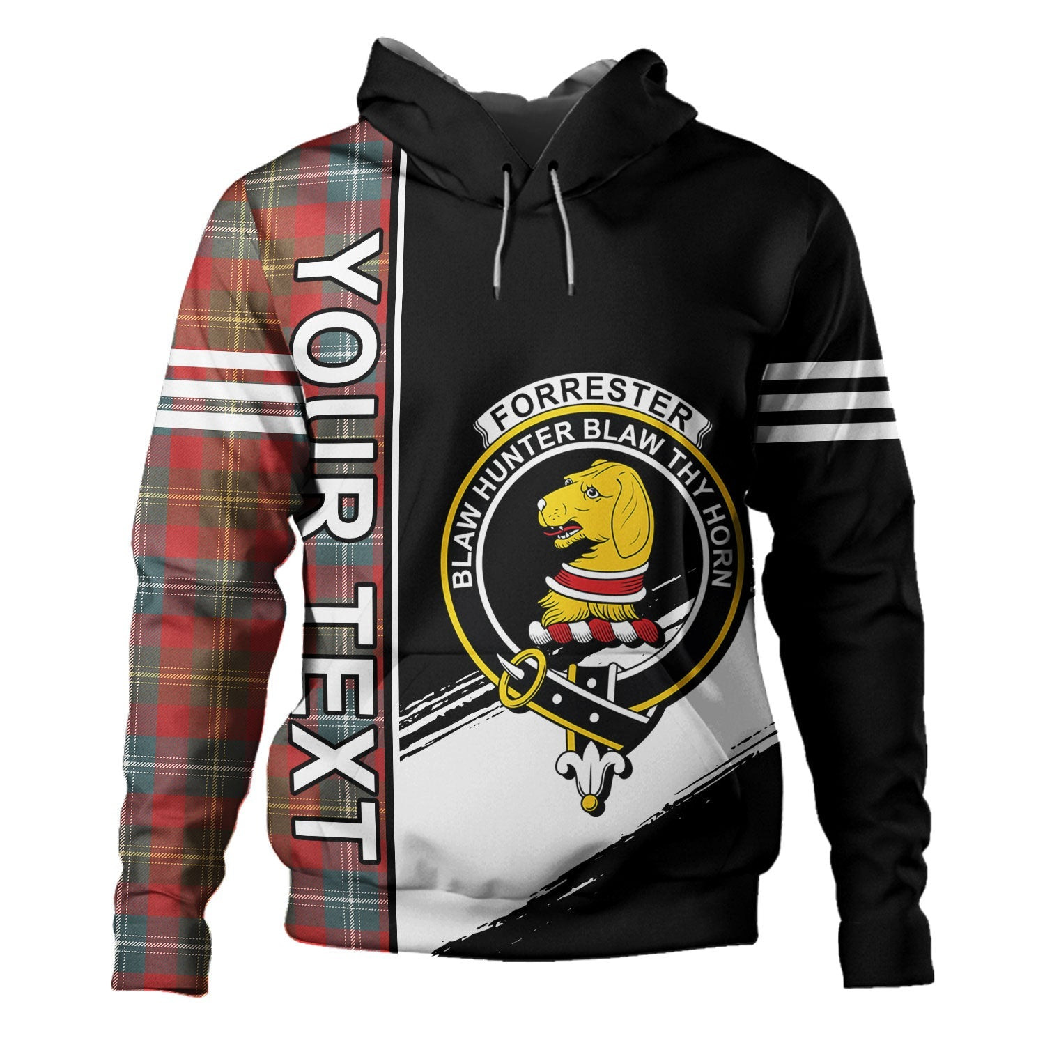 ScotsTee Shop Scottish Forrester Weathered Clan Crest Tartan Hoodie Quarter Personalized