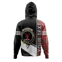ScotsTee Shop Scottish Crawford Red Weathered Clan Crest Tartan Hoodie Quarter Personalized