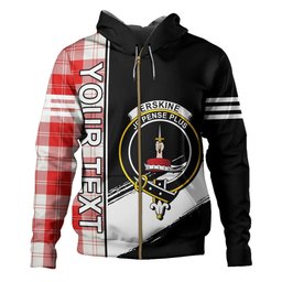 ScotsTee Shop Scottish Erskine Red Clan Crest Tartan Hoodie Quarter Personalized