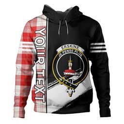 ScotsTee Shop Scottish Erskine Red Clan Crest Tartan Hoodie Quarter Personalized