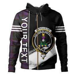 ScotsTee Shop Scottish Ferguson of Balquhidder Weathered Clan Crest Tartan Hoodie Quarter Personalized