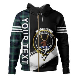 ScotsTee Shop Scottish Forbes Modern Clan Crest Tartan Hoodie Quarter Personalized