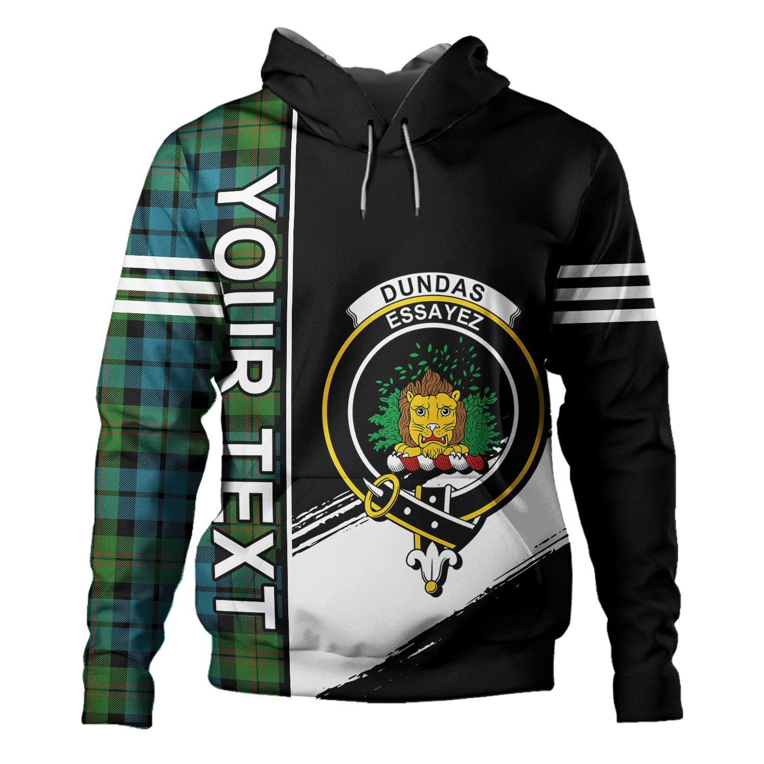ScotsTee Shop Scottish Dundas Ancient Clan Crest Tartan Hoodie Quarter Personalized