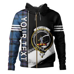 ScotsTee Shop Scottish Elliot (Ellot) Modern Clan Crest Tartan Hoodie Quarter Personalized