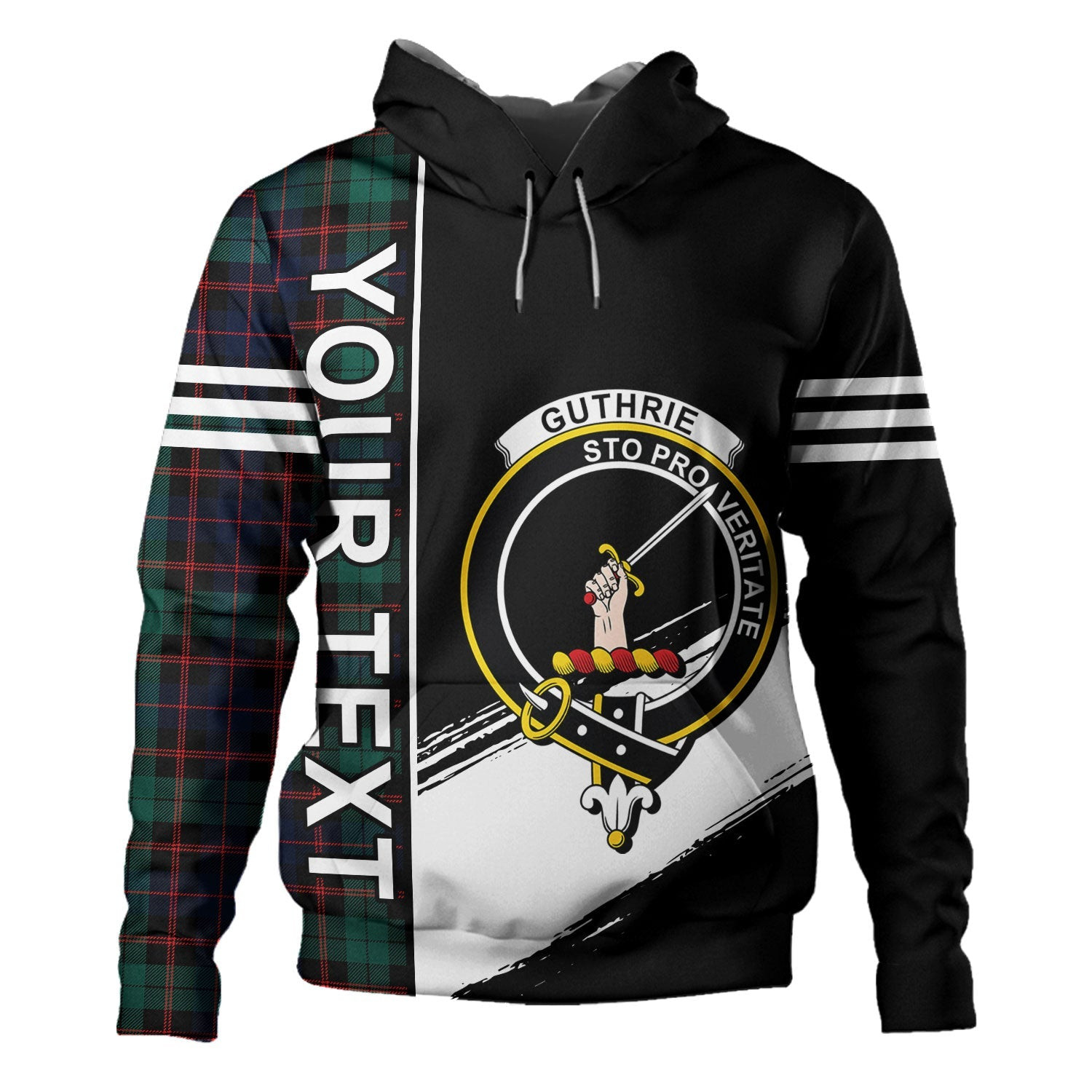 ScotsTee Shop Scottish Guthrie Modern Clan Crest Tartan Hoodie Quarter Personalized