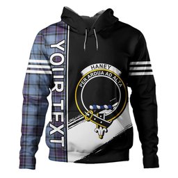 ScotsTee Shop Scottish Haney Blue Weathered Clan Crest Tartan Hoodie Quarter Personalized