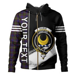 ScotsTee Shop Scottish Durie Clan Crest Tartan Hoodie Quarter Personalized
