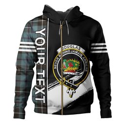 ScotsTee Shop Scottish Douglas Weathered Clan Crest Tartan Hoodie Quarter Personalized