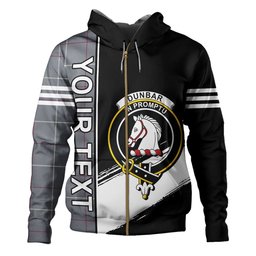 ScotsTee Shop Scottish Dunbar of Pitgaveny Clan Crest Tartan Hoodie Quarter Personalized