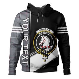 ScotsTee Shop Scottish Dunbar of Pitgaveny Clan Crest Tartan Hoodie Quarter Personalized