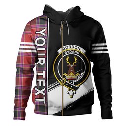 ScotsTee Shop Scottish Gordon of Abergeldie Weathered Clan Crest Tartan Hoodie Quarter Personalized