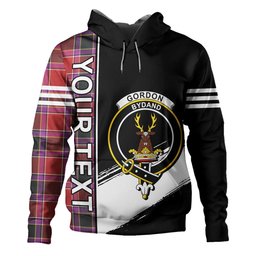 ScotsTee Shop Scottish Gordon of Abergeldie Weathered Clan Crest Tartan Hoodie Quarter Personalized