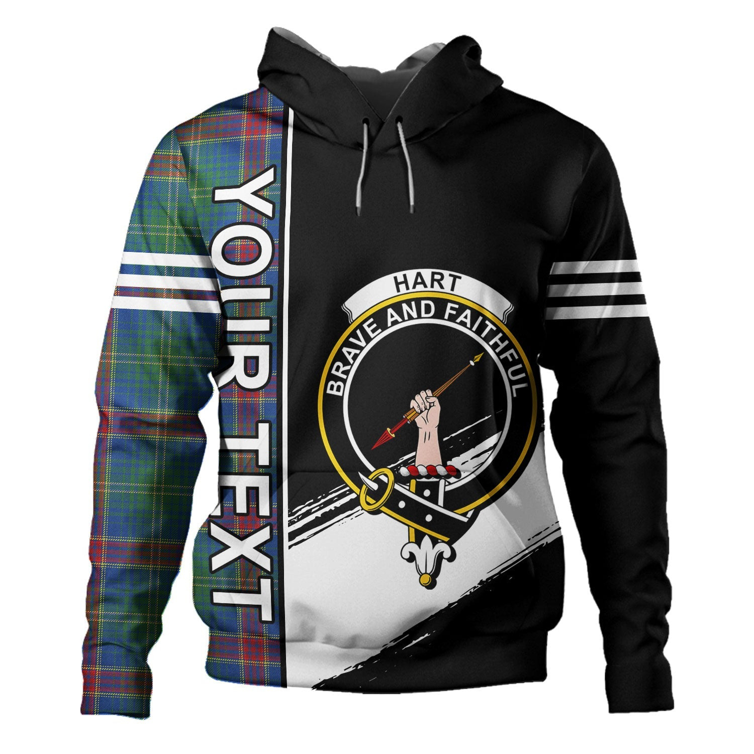ScotsTee Shop Scottish Hart Modern Clan Crest Tartan Hoodie Quarter Personalized