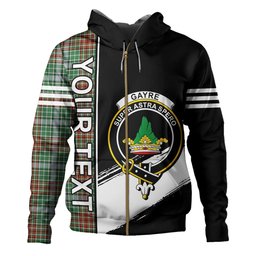 ScotsTee Shop Scottish Gayre Ancient Clan Crest Tartan Hoodie Quarter Personalized