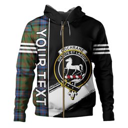 ScotsTee Shop Scottish Cochrane (Cochran) Ancient Clan Crest Tartan Hoodie Quarter Personalized