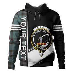 ScotsTee Shop Scottish Elliot (Ellot) Weathered Clan Crest Tartan Hoodie Quarter Personalized