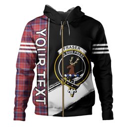 ScotsTee Shop Scottish Fraser of Reelig Weathered Clan Crest Tartan Hoodie Quarter Personalized