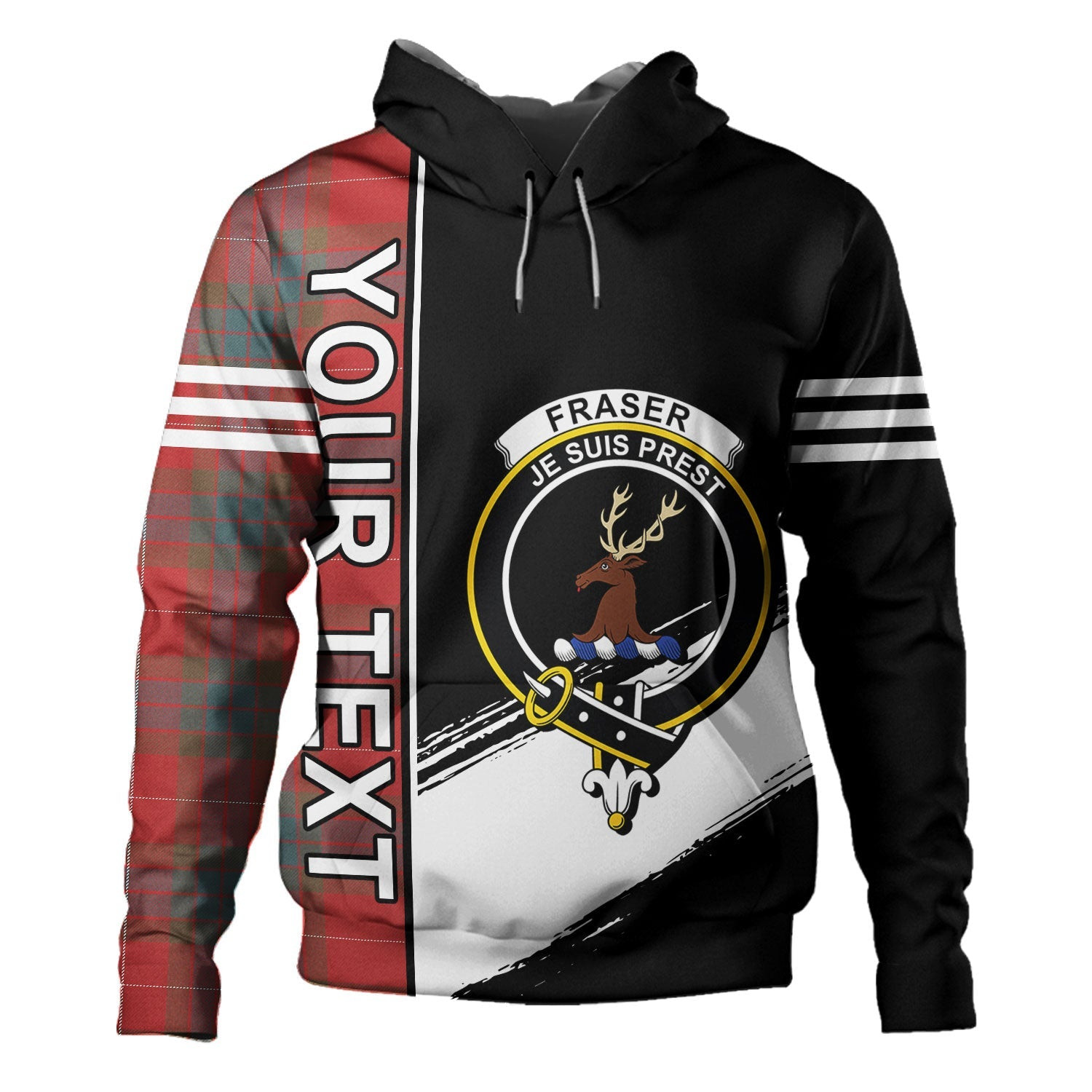 ScotsTee Shop Scottish Fraser Weathered Clan Crest Tartan Hoodie Quarter Personalized
