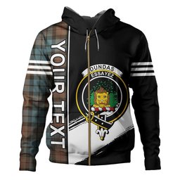 ScotsTee Shop Scottish Dundas Weathered Clan Crest Tartan Hoodie Quarter Personalized