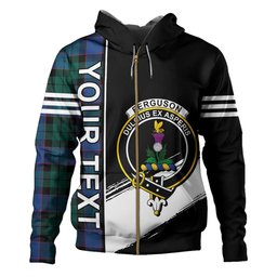 ScotsTee Shop Scottish Ferguson of Balquhidder Modern Clan Crest Tartan Hoodie Quarter Personalized