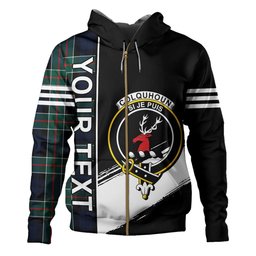 ScotsTee Shop Scottish Colquhoun Modern Clan Crest Tartan Hoodie Quarter Personalized
