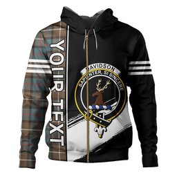 ScotsTee Shop Scottish Davidson of Tulloch Weathered Clan Crest Tartan Hoodie Quarter Personalized