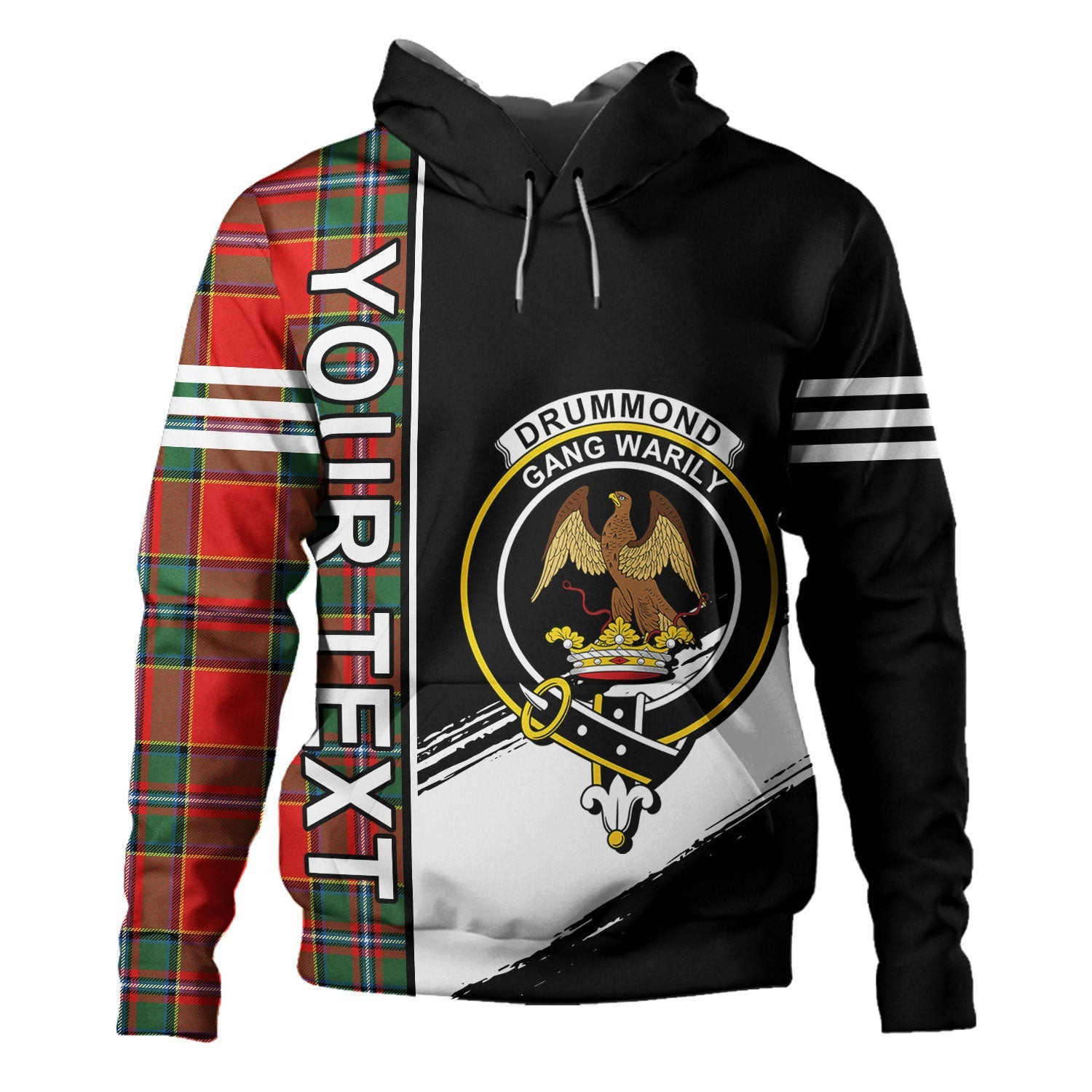 ScotsTee Shop Scottish Drummond Modern Clan Crest Tartan Hoodie Quarter Personalized