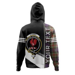 ScotsTee Shop Scottish Curry (Currie) Weathered Clan Crest Tartan Hoodie Quarter Personalized