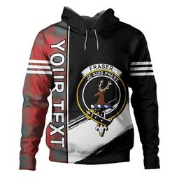 ScotsTee Shop Scottish Fraser of Boblainy Hugh Weathered Clan Crest Tartan Hoodie Quarter Personalized