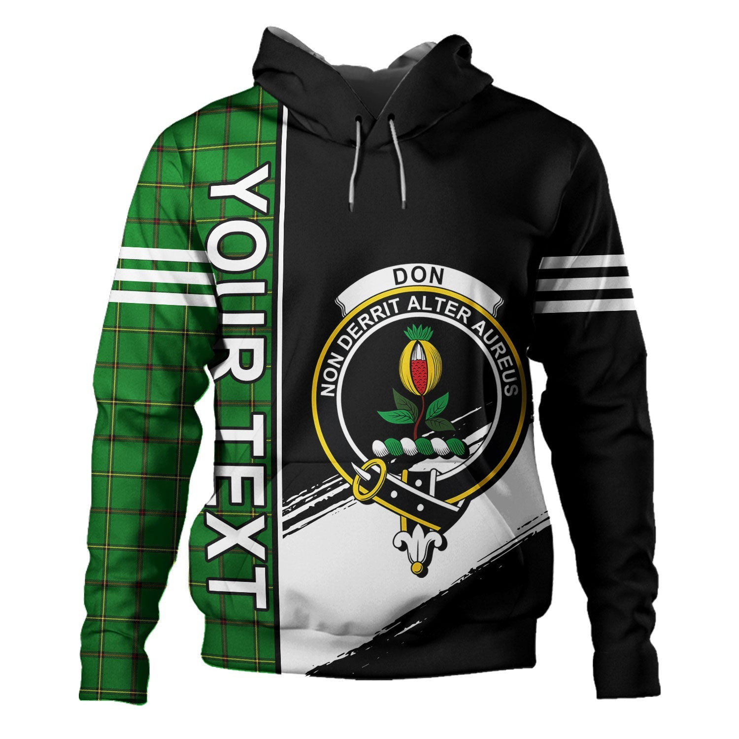 ScotsTee Shop Scottish Don (Tribe of Mar) Clan Crest Tartan Hoodie Quarter Personalized