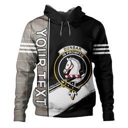 ScotsTee Shop Scottish Dunbar of Pitgaveny Weathered Clan Crest Tartan Hoodie Quarter Personalized