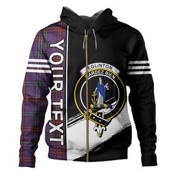 ScotsTee Shop Scottish Eglinton District (Montgomery of Ayrshire) Weathered Clan Crest Tartan Hoodie Quarter Personalized