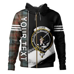 ScotsTee Shop Scottish Gunn Weathered Clan Crest Tartan Hoodie Quarter Personalized