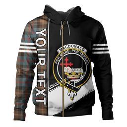 ScotsTee Shop Scottish MacDonald of Borrodale (Donald Borrodale Historic) Weathered Clan Crest Tartan Hoodie Quarter Personalized